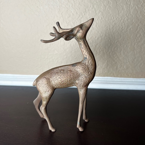 Vintage MCM Brass Reindeer, Deer, Antlers, Bambi, Christmas Decor, Naturalist - Picture 5 of 8